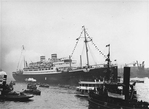 The German ocean liner St. Louis, which was not admitted into the United States when it was some 900 Jewish refugees from Germany. 