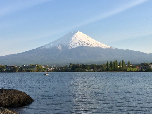 Mount Fuji from the shores Lake Kawaguchiko.