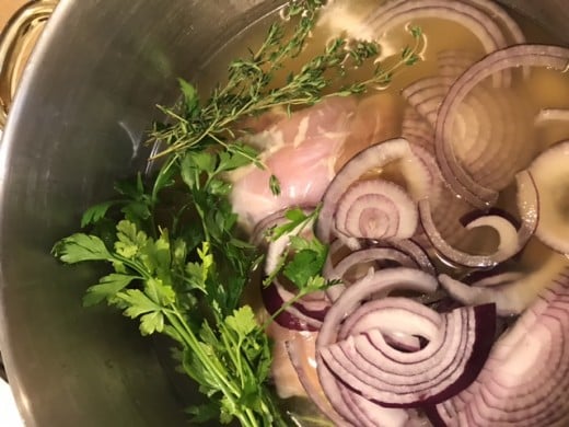 Be generous with the fresh herbs in your chicken noodle soup - they pack some incredible flavor. Especially if you use store bought broth, the fresh herbs will work wonders for the finished soup.