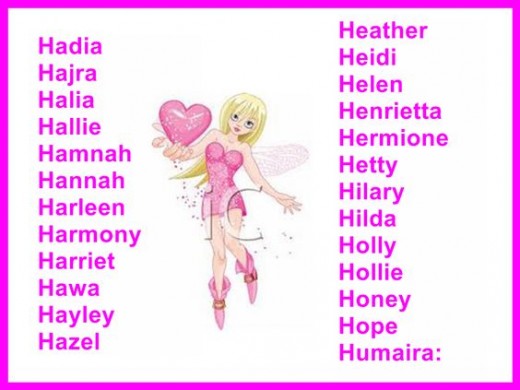 unique girl names that start with h