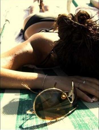 Sun tanning or sun bathing damages your skin and potentially leads to skin cancer.