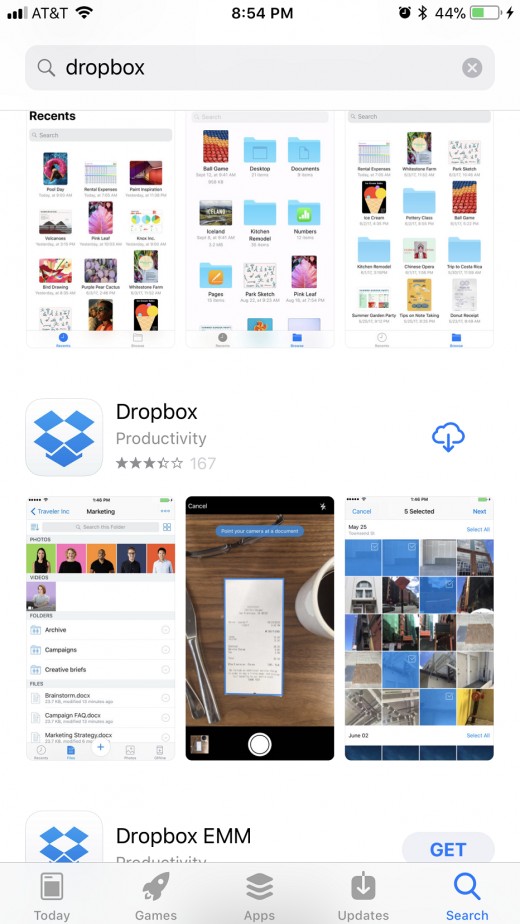 Install the app associated with the service you want to add to the Files app on your iPhone or iPad on your device. For the sake of this example, we'll use Dropbox.