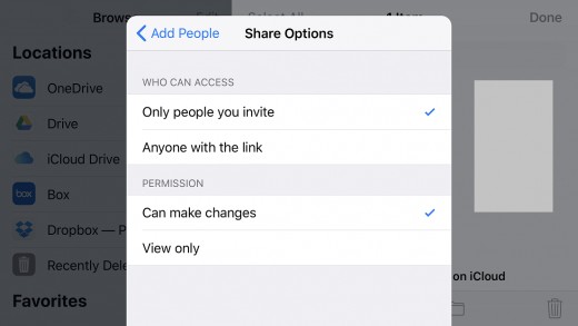 Select your sharing options, and then choose your method for inviting people to your file on the Add People screen.