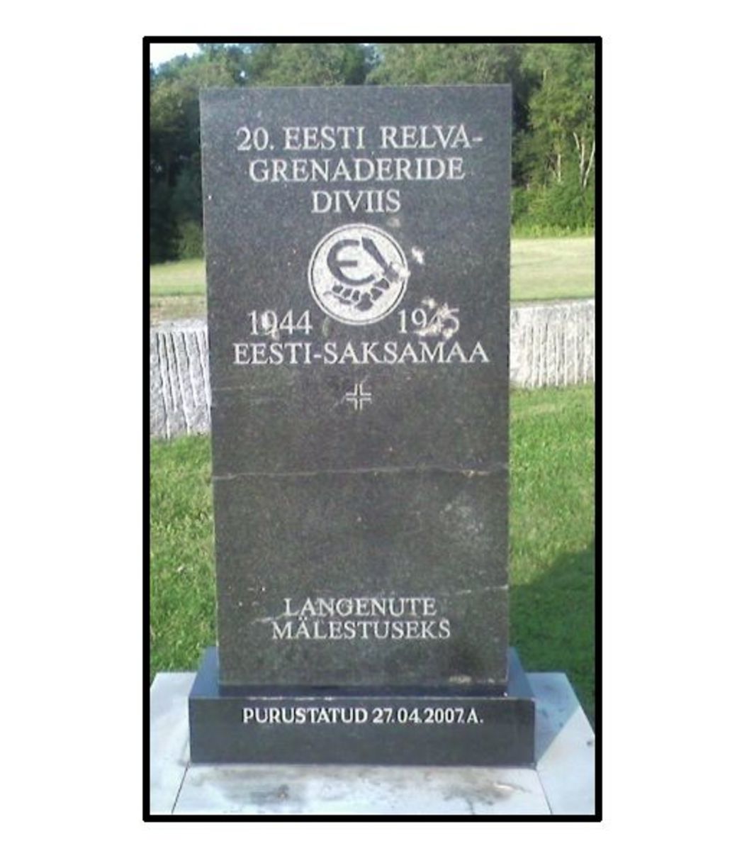 The marker for 20th Waffen Grenadier Division of the SS as part of SS memorial at the Sinimae, Estonia.