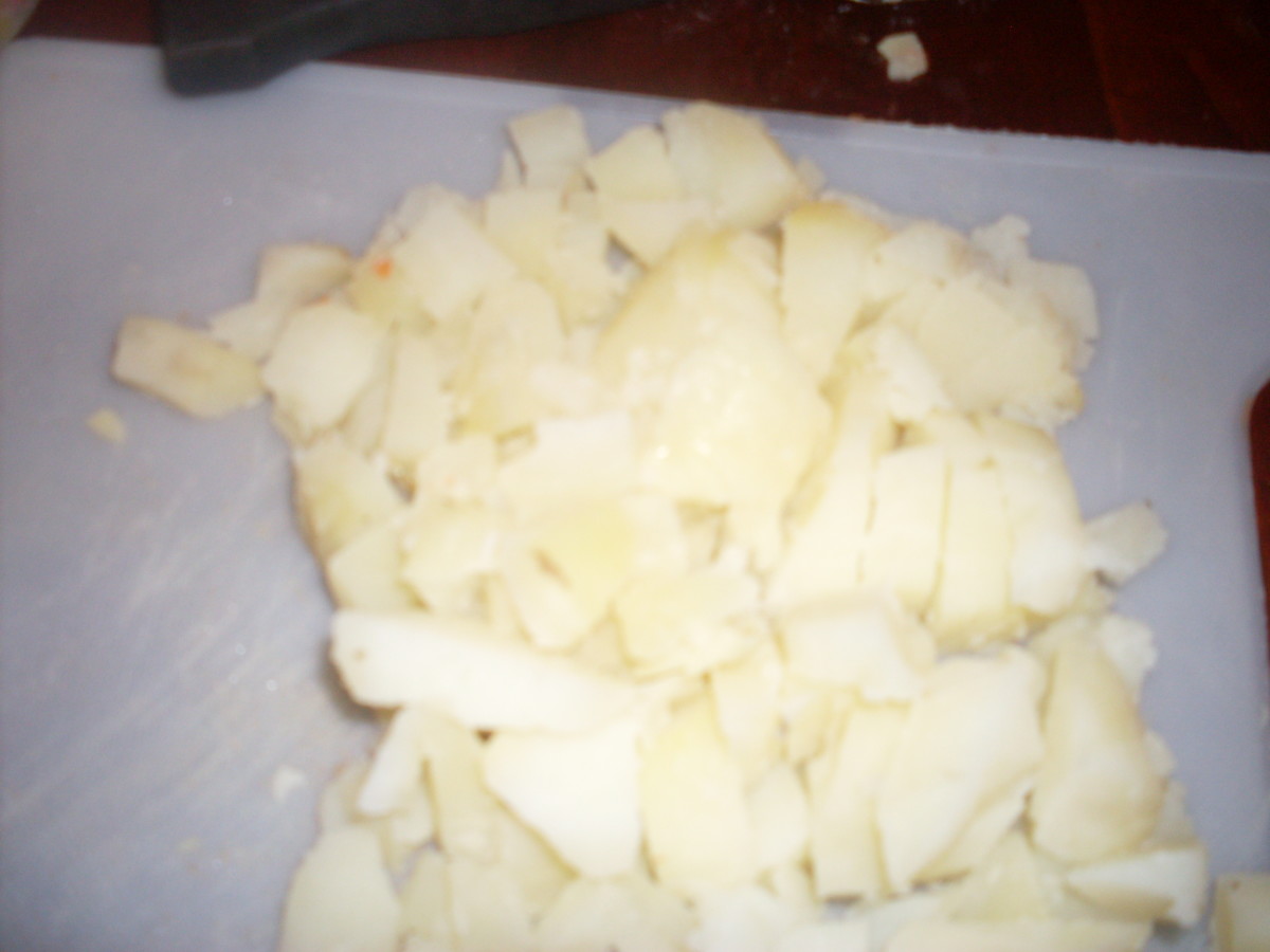 peeled and chopped cooked potatoes 