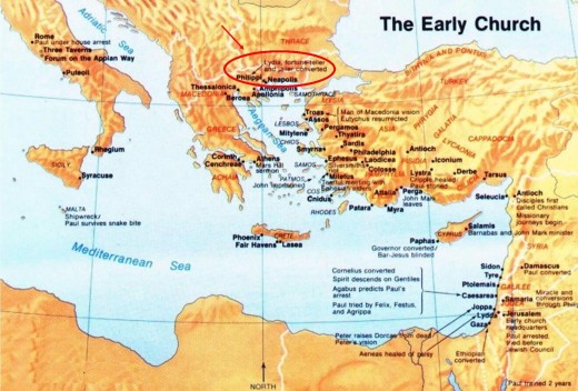 This actual map will show the early church that mentions Philippi