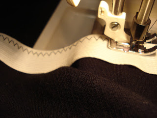 Sewing the waistband on