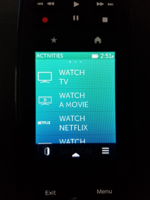 Here are the activities listed on the remote