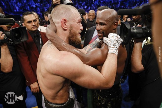UFC star Conor McGregor and Floyd Mayweather after his 50 fight