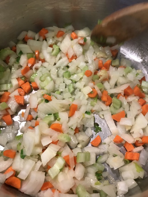 To really develop the full flavors, saute the vegetables for about ten minutes in a little olive oil before adding the turkey broth.