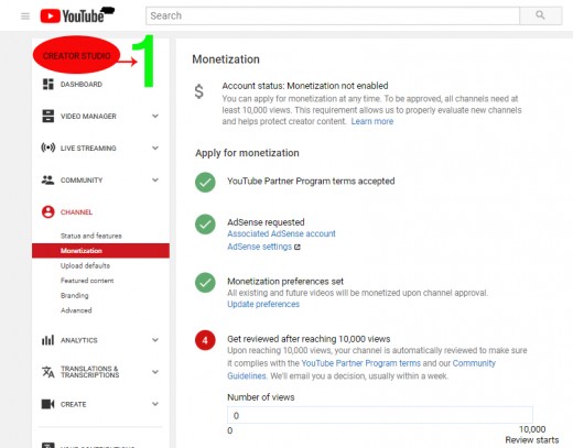 Step 1: Creator Studio  :~  Open your channel and go to creator studio which can be found under  to right corner just below your profile picture.