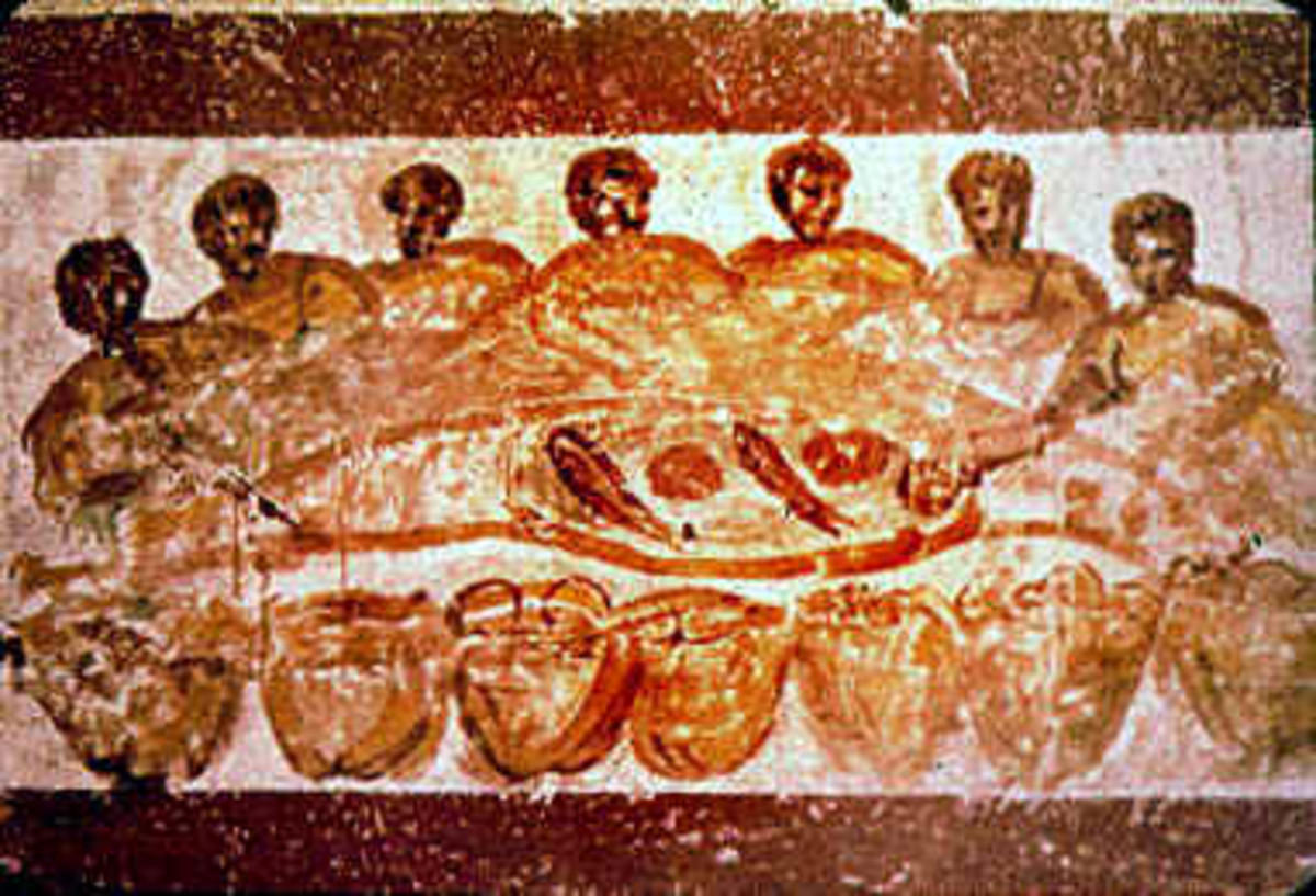 A depiction of an early Christian gathering known as love feasts