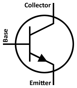Schematic symbol for a basic transistor.