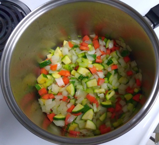Chop vegetables to same size and saute