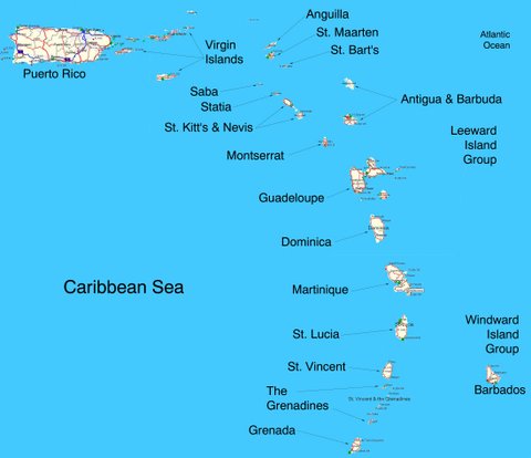 Eastern Caribbean islands - you won't find Lumbago though, not near St Kitts or anywhere. There's still plenty to choose from