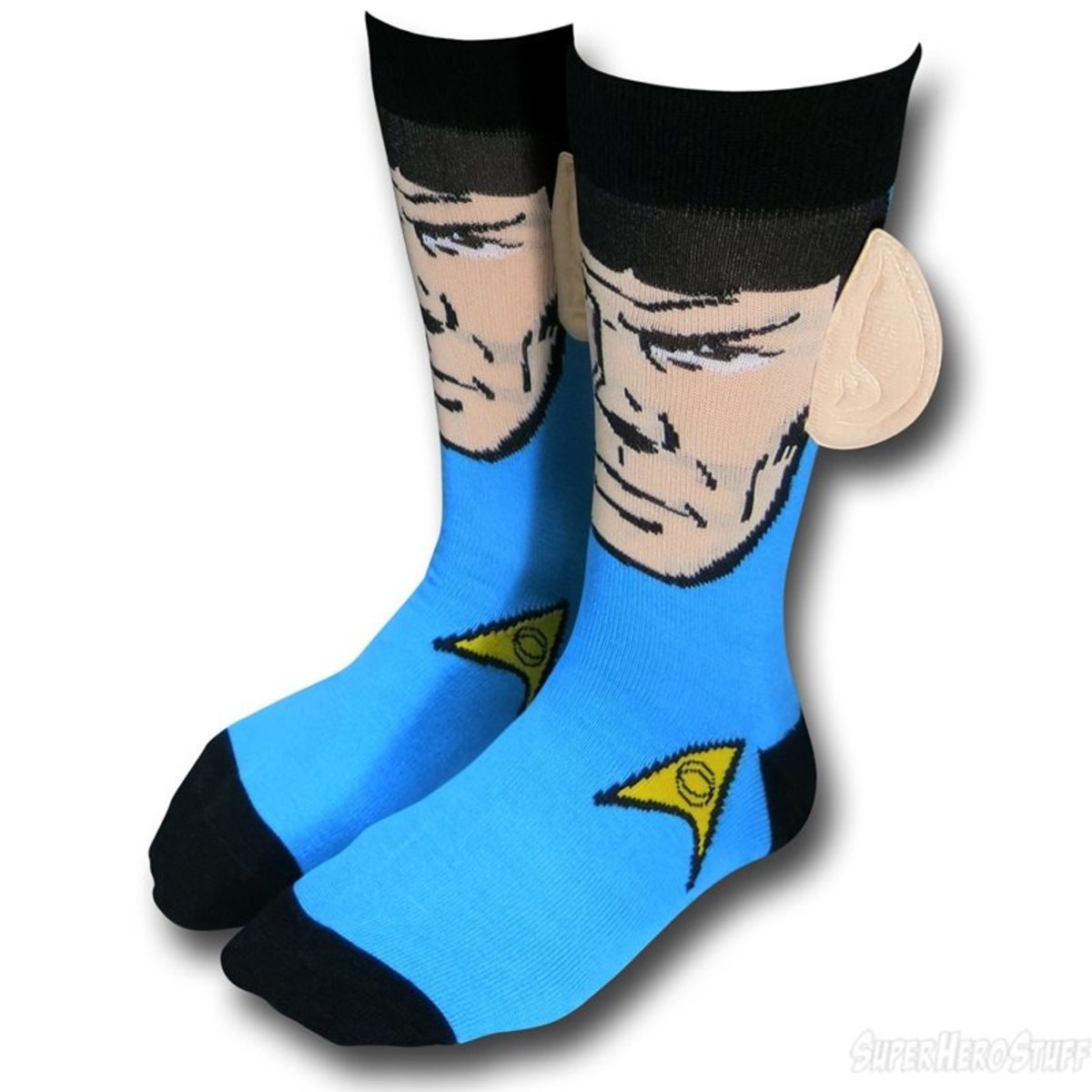 Can you believe there are Spock socks that have his Vulcan Ears on them?   These socks seem like a logical gift idea, don't you agree? The ears on these socks are killing me!!