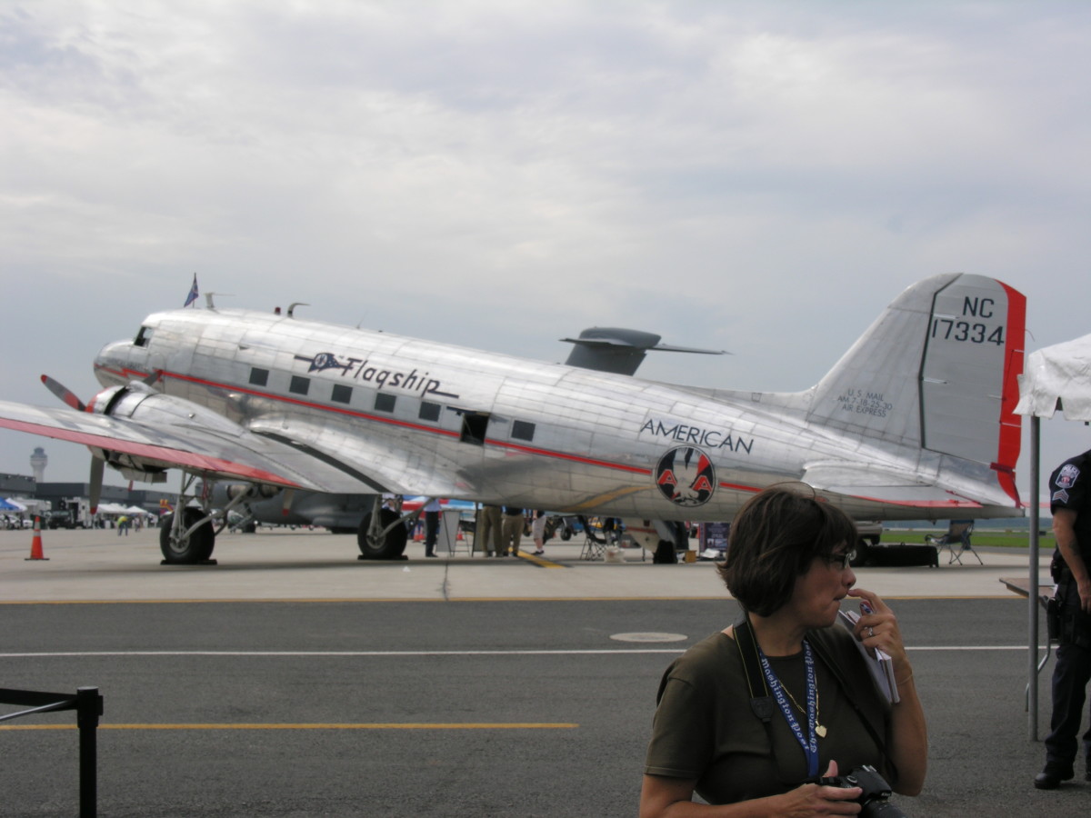 A DC-3 with American Airlines markings at Dulles IAP, September 2011.