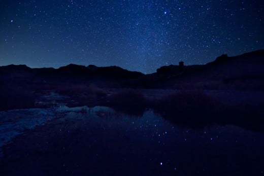 Stars reflection on a lake.