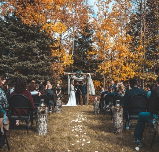 An outdoor wedding can be a great way to save money while still having a beautiful wedding. Consider a local state park or nature preserve.
