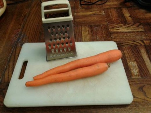 Two important tools for this recipe: a grater and cutting board.