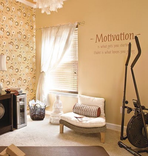 Even a small bedroom can be transformed into a lovely workout space.