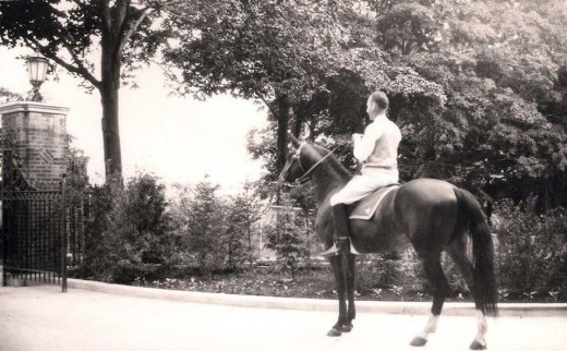 Irving Reuter, lord of the manor, on a favorite mount in 1928