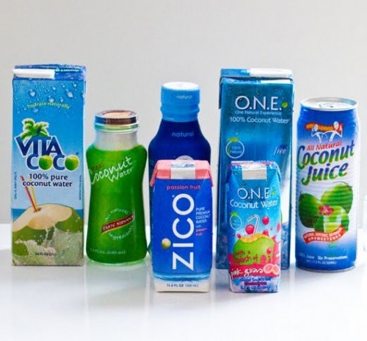 Some popular brands of coconut water.