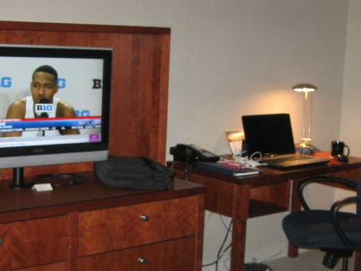 desk and television