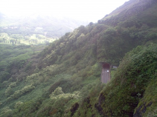 Road through a mountain.