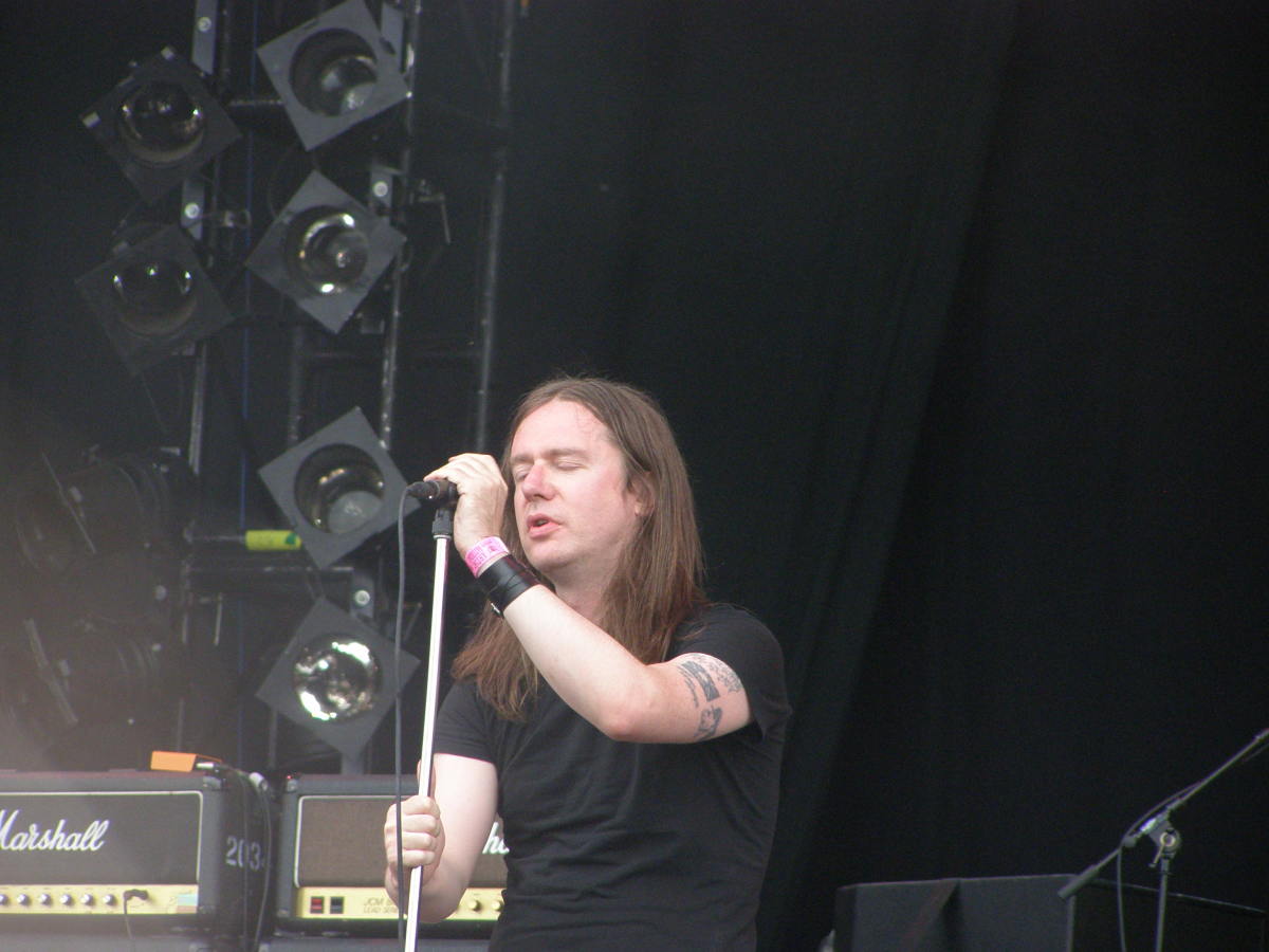 Vocalist Lee Dorrian is seen here on stage at the Wacken Open Air Festival in 2009 in Germany. He would sing for the doom metal band Cathedral for many years.