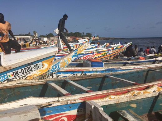 Senegalese fishers and their boats
