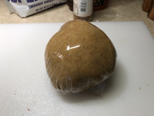 Dough wrapped in plastic! Put in the fridge for one hour