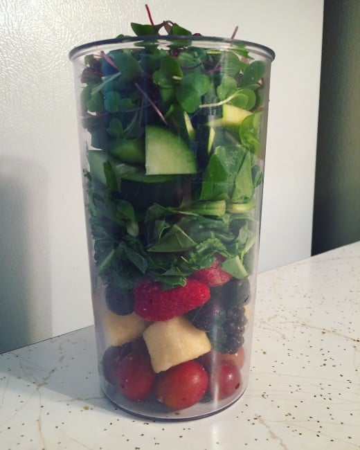 I make sure that at least half, if not more of my smoothie is made up of green vegetables!