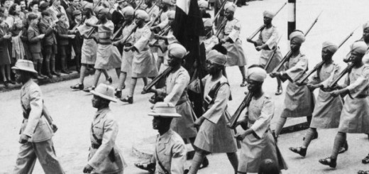 African conscripts who participated in WW2 march past crowds