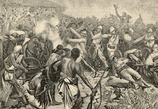 The Ethiopian Army facing off with the Italians during the Battle of Adowa