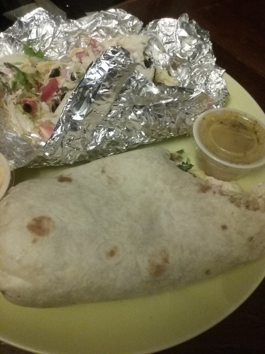 Tasty food, including generously filled burritos from Salsarita's Mexican Grill Restaurant
