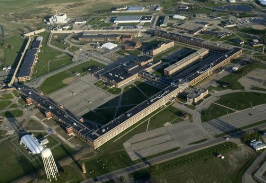Aerial view of Jackson Prison, showing Cell Block 7