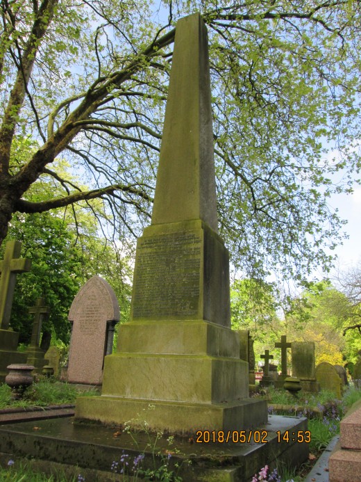 The late parish church of St Antholin, Watling Street that was situated near Queen Victoria Street. In 1875 the church was demolished to make way for social housing. This obelisk was erected in the City of London Cemetery to commemorate its 'passing'