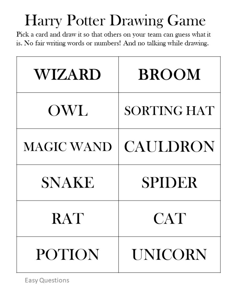 Entertaining Harry Potter Party Games Printables and Group Games
