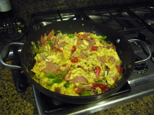 Sausage/ham omelette