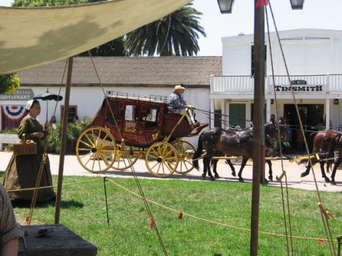 The stagecoach stopped in town