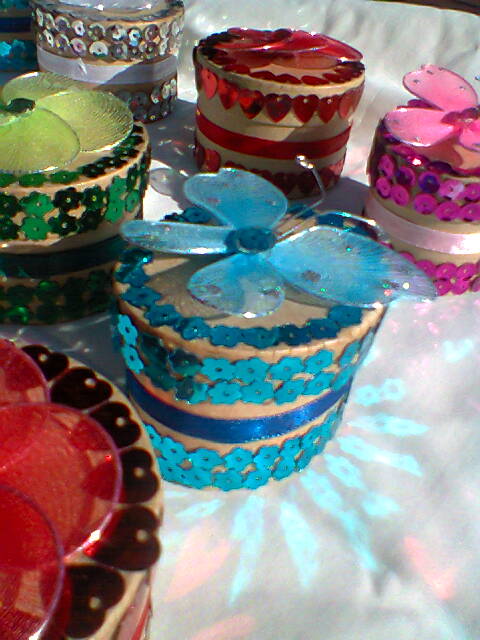 Side view of gift boxes
