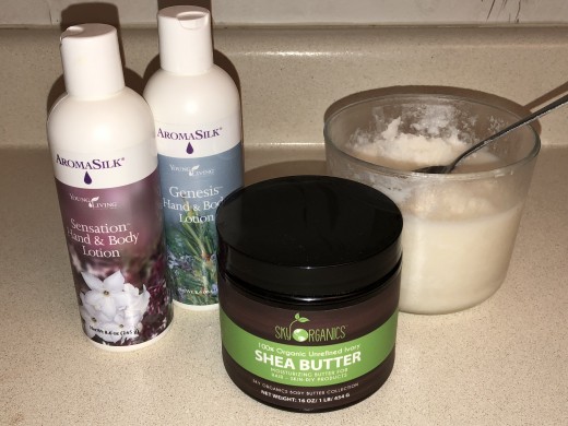 Young Living lotions, shea butter, coconut oil