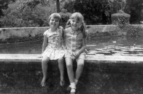 Two lovely little girls enjoying a day out in the Botanic Gardens in Singapore, 1966