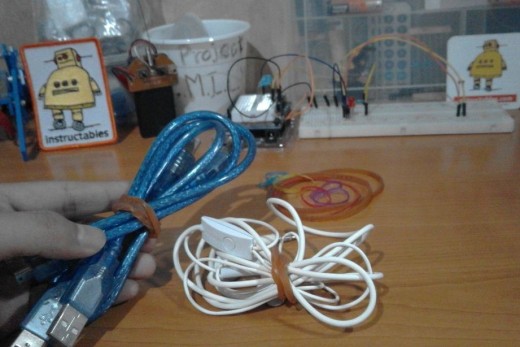 Use rubber bands to kept cords together.