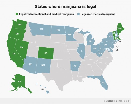 Map of States with Some Form of Legal Marijuana 