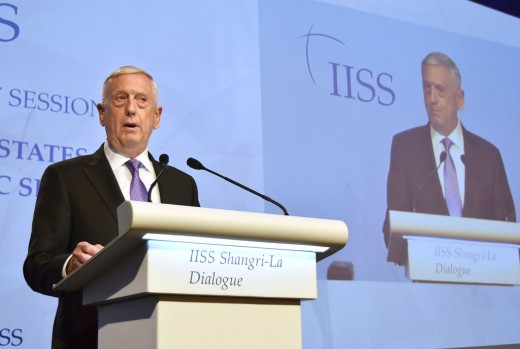 US Defense Secretary James Mattis speak at the Dialogue