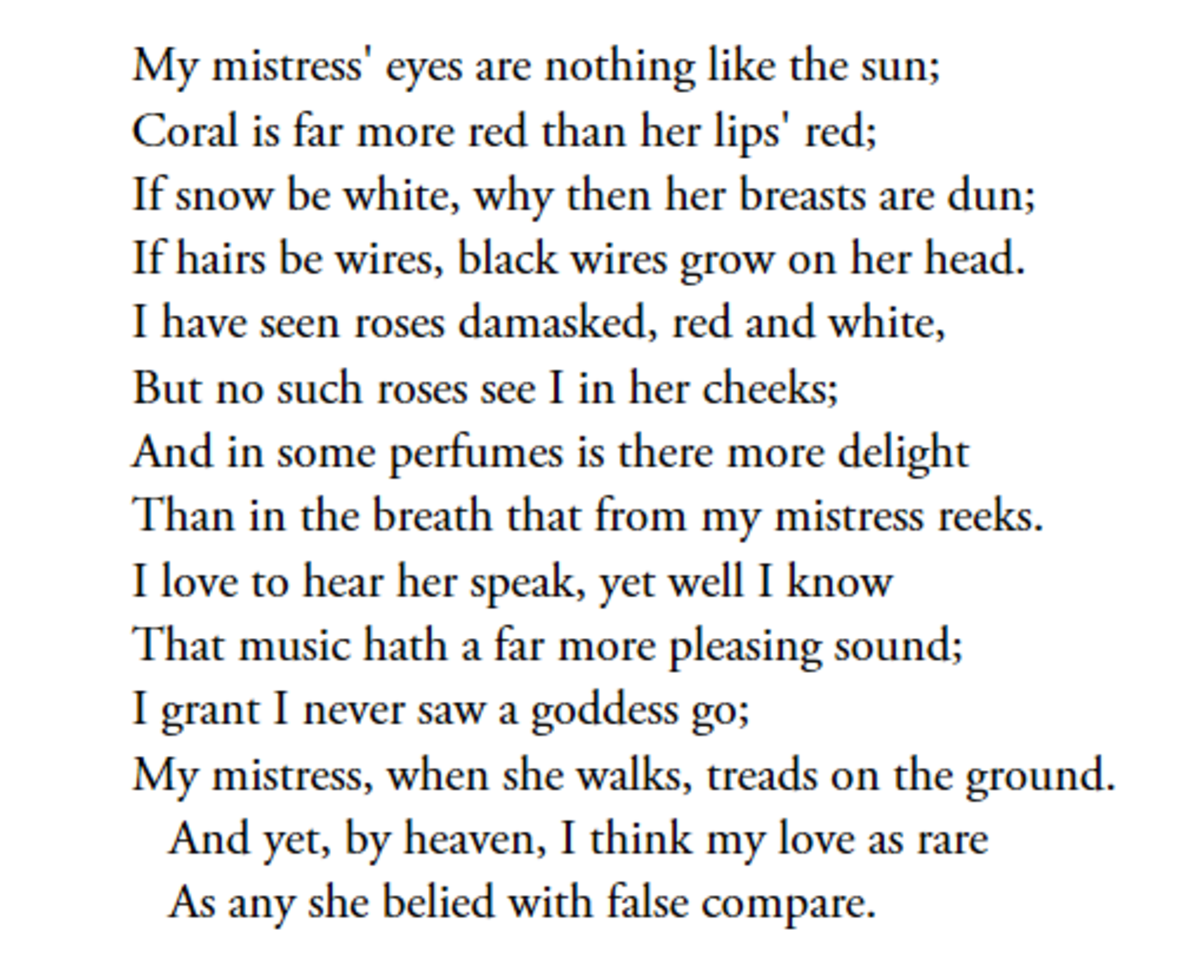 shakespeare sonnet 130 imagery