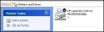 network printer icon in the “Printers and Faxes” windows.