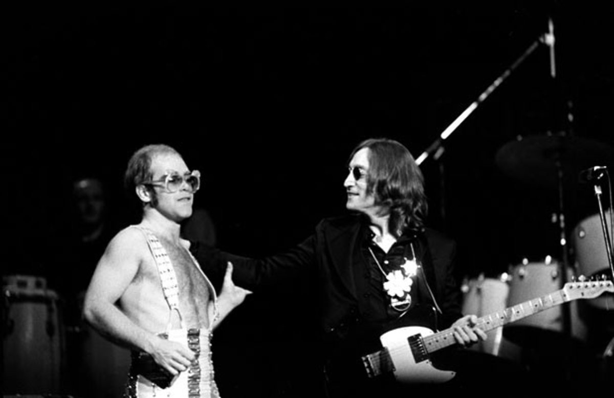 Elton John and John Lennon at Madison Square Garden, 28 November 1974